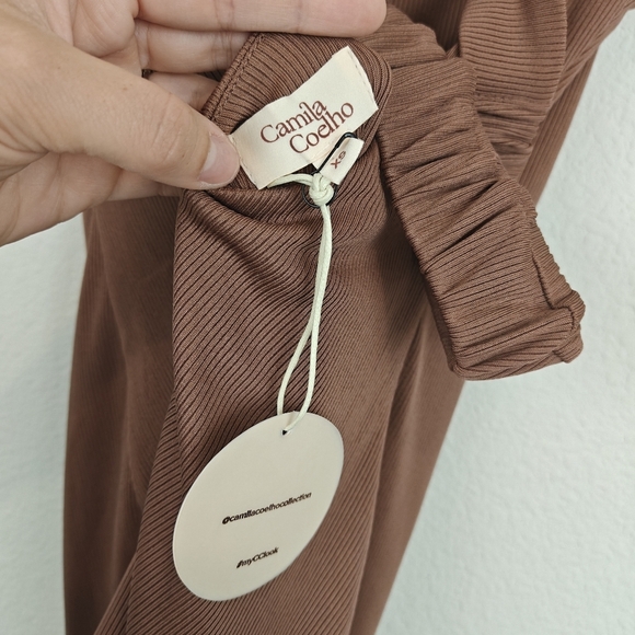 Camila Coelho NWT Minikleod Kennedy Cutout Ribbed Mini Dress In Brick Mauve XS - Picture 8 of 8